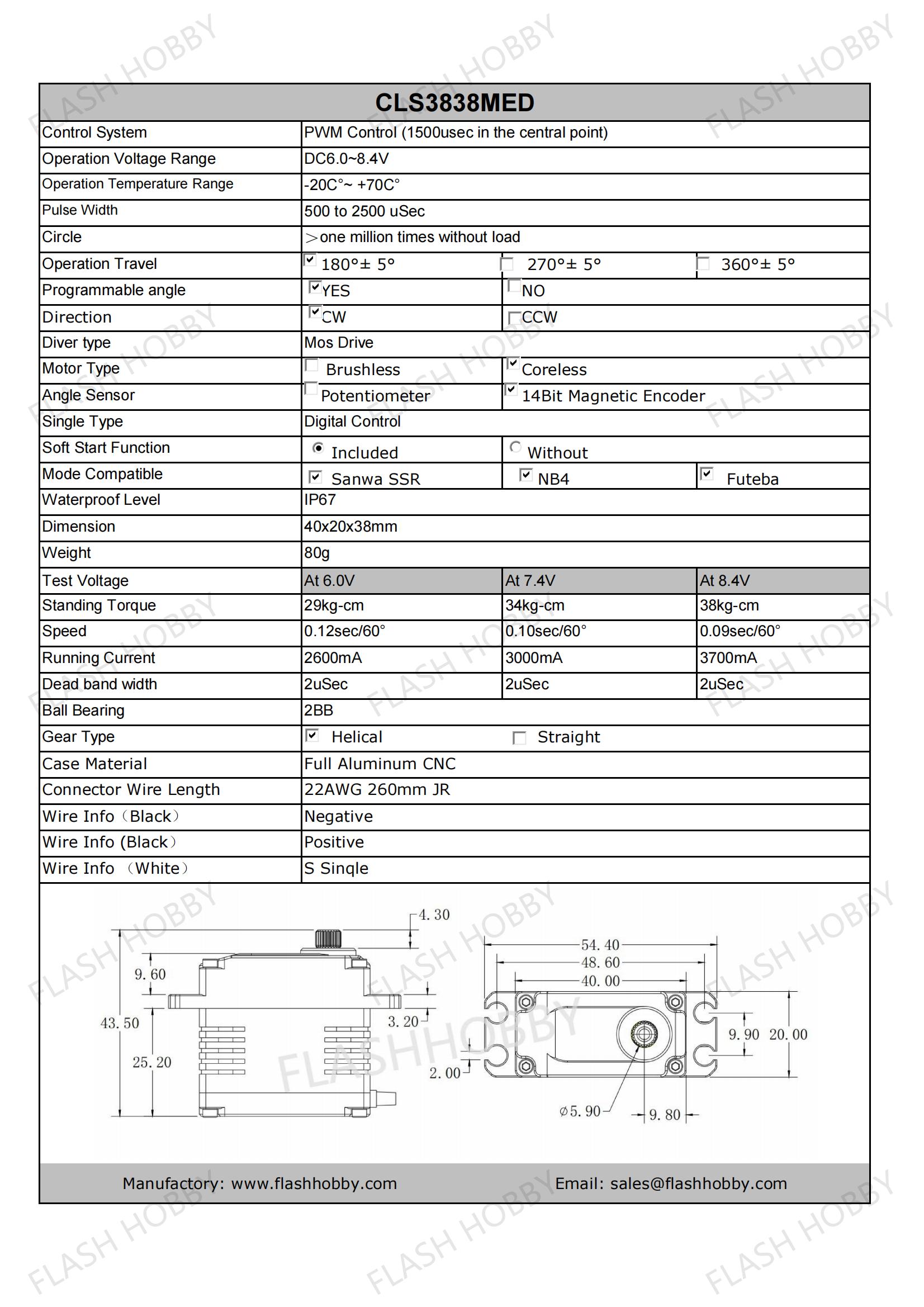 CLS3838MED 38KG Coreless Servo
